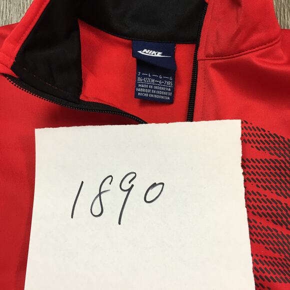 nike full zip up tricot track jacket in red black and grey size 7 boys NWT - Picture 8 of 8